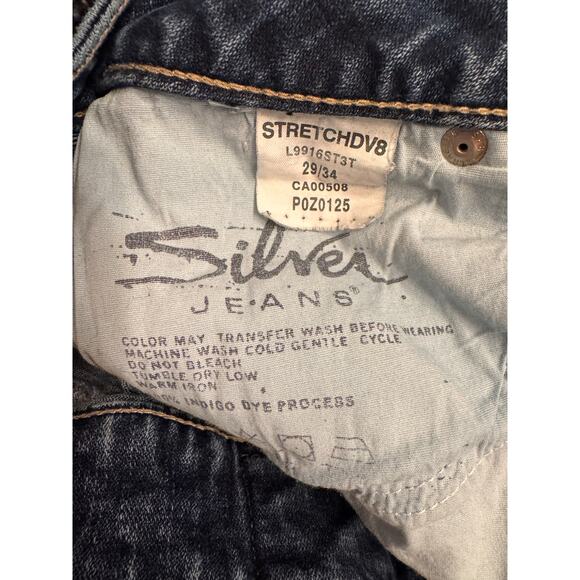 Women's Silver Stretch Denim Jeans Boot Cut Size 29x34 Medium Wash - Picture 4 of 6